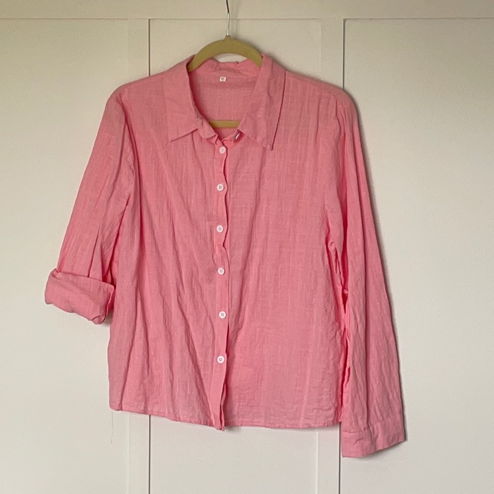 Pink Linen Button Down